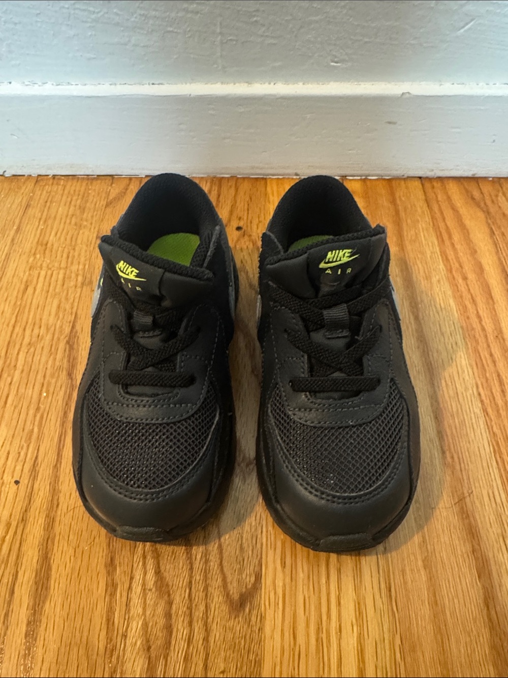 Nike Kids Black Sneakers with Neon Green Accents